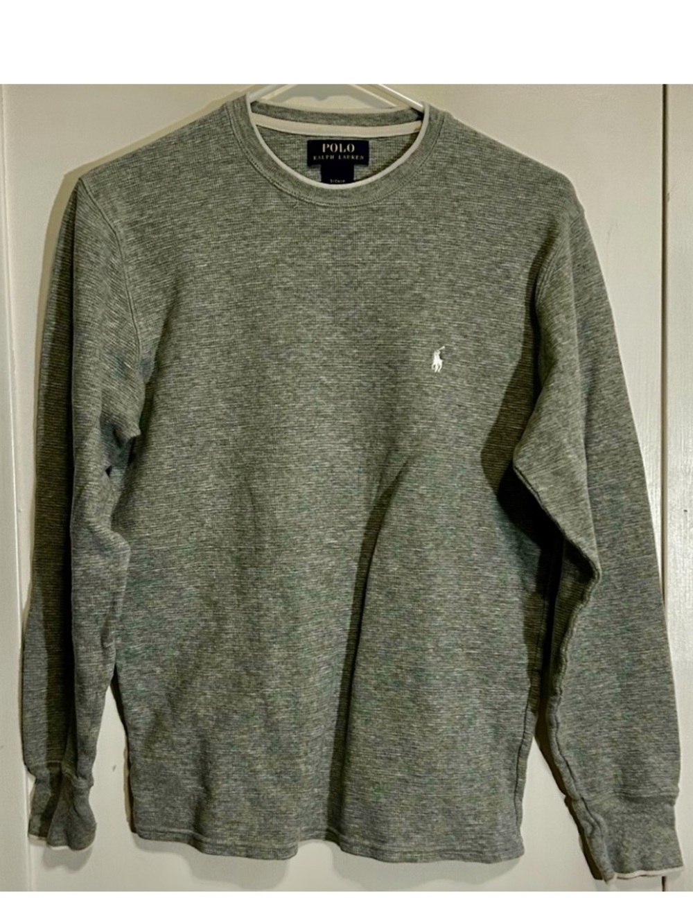 Polo Ralph Lauren Men's Heather Gray Cotton Long Sleeve Crew Neck Top Size Small